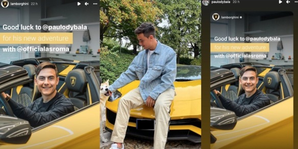 Dybala alla Roma: anche la Lamborghini esplode di "Joya"