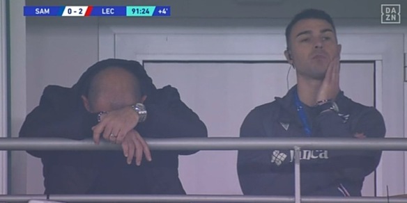 Stankovic distrutto in tribuna dopo Sampdoria-Lecce