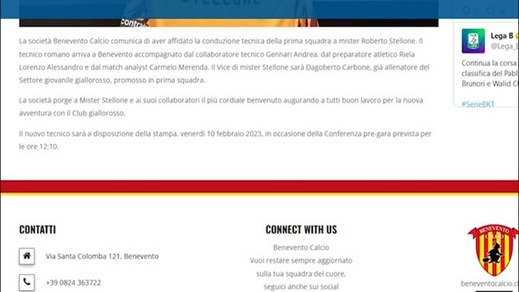 Ufficiale, Benevento: Roberto Stellone è il nuovo allenatore Ufficiale, Benevento: Roberto Stellone è il nuovo allenatore