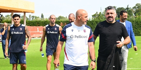 Italia, Gattuso in visita con Bonucci e Buffon nel ritiro del Bologna