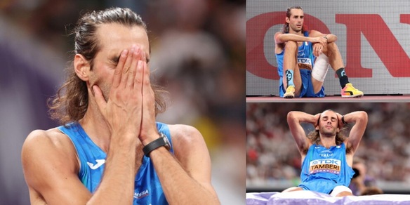 La delusione di Tamberi ai Mondiali: si copre la faccia disperato