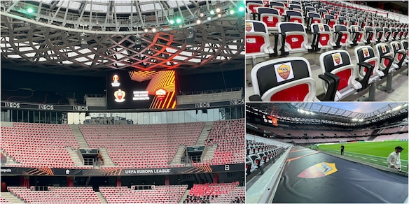 Roma, dentro lo stadio del Nizza: tutto pronto per il debutto in Europa League