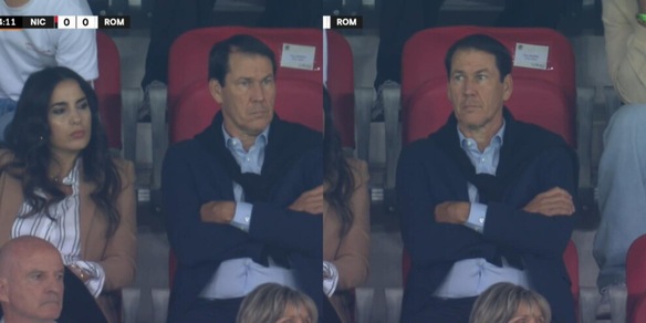 L’ex Rudi Garcia con la moglie Francesca Brienza a Nizza per vedere la Roma