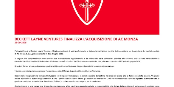 Monza, completata la cessione agli americani