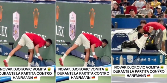 Djokovic shock, vomita due volte in campo a Shanghai per il caldo: cosa è successo
