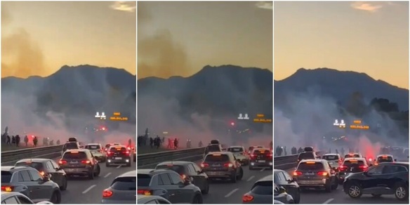 Scontri tra ultras di Casertana e Catania, caos sull'A2: traffico bloccato in autostrada
