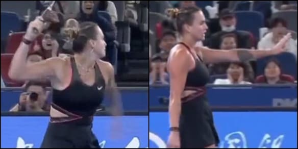 Il brutto gesto di Sabalenka: lancia con rabbia la racchetta e sfiora un raccattapalle