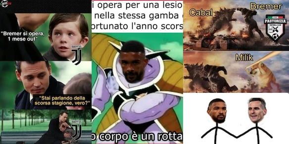 Bremer ko, i tifosi della Juve rivivono l'incubo e ironizzano sui social