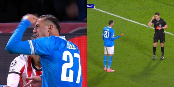 Follia Lucca: fa un gesto all'arbitro e si fa espellere durante Psv-Napoli