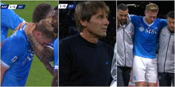 De Bruyne si fa male calciando il rigore, Conte preoccupato: la fotosequenza dell'infortunio