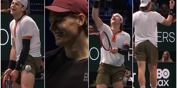 Bergs non ci crede, il suo colpo è fuori di pochissimo: a Parigi anche Sinner scoppia a ridere