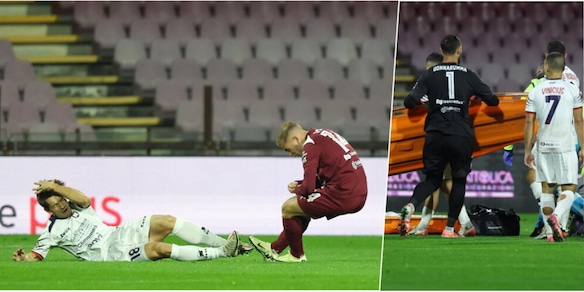 Paura in Salernitana-Crotone: la fotosequenza dello scontro Villa-Piovanello