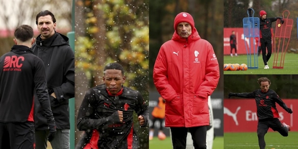 Il Milan si allena sotto la neve: pallone arancione e consigli "gelidi" di Allegri e Ibrahimovic