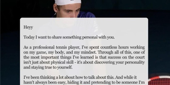 Il tennista fa coming out, il lungo messaggio sui social: "Nello sport non se ne parla abbastanza…"