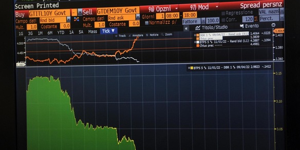 Lo spread tra Btp e Bund tedeschi chiude in calo a 71,9 punti