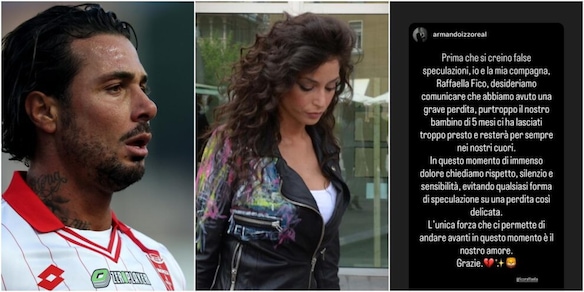 Izzo, il messaggio social che commuove il web: "Io e Raffaella Fico abbiamo perso nostro figlio"