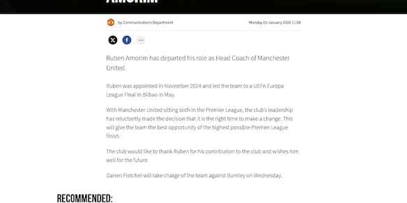 Manchester United, ufficiale: Amorim è stato esonerato