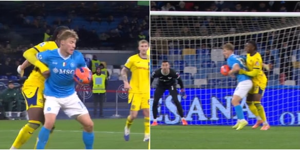 Gol annullato a Hojlund durante Napoli-Verona: la fotosequenza