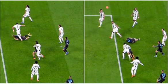 Kalulu atterra Vergara in area della Juve, l'arbitro non concede il rigore al Napoli: la fotosequenza