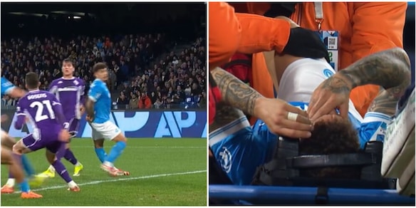 Di Lorenzo, brutto infortunio in Napoli-Fiorentina: barella e mani nei capelli, cosa è successo