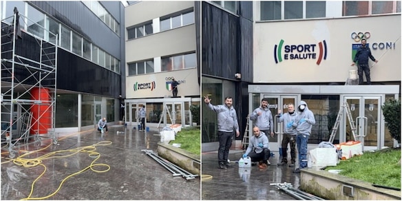 Imbrattata con vernice rossa la 'Casa dello Sport' a Milano: in corso i lavori di ripristino
