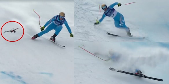 Paris, che paura: perde lo sci e cade in pista, la sequenza dell'incidente nel Super G