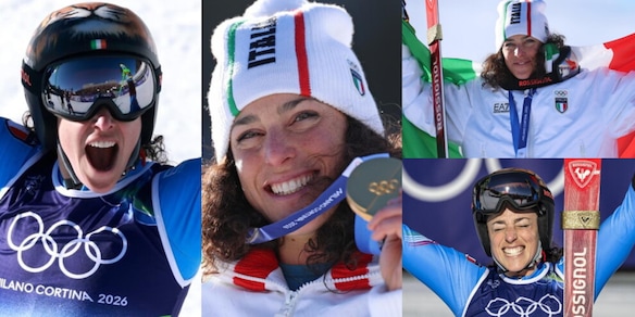 Brignone, che gioia! Le foto sul podio con la seconda medaglia d'oro a Milano Cortina