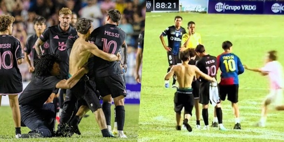 Paura per Messi, un tifoso entra in campo e lo butta a terra: cosa è successo