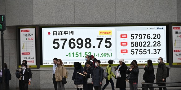 Borsa: l'Asia chiude pesante con la guerra in Medio Oriente