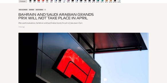 Ufficiale, Formula 1: annullati i Gp in Bahrein e in Arabia Saudita