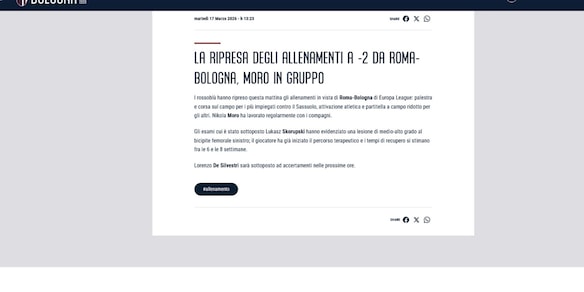 Bologna, brutte notizie: Skorupski out