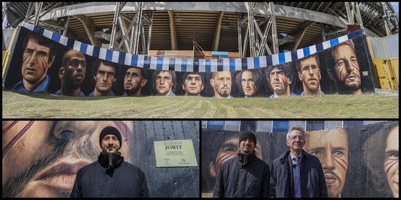 Da Zoff a Koulibaly, passando per Hamsik e Cavani, fino all'immancabile Maradona. Presentato il murale di Jorit all' esterno dello stadio