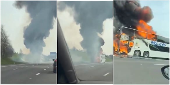 Pullman di tifosi in fiamme in autostrada, paura prima della finale di Carabao Cup: cosa è successo