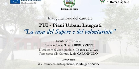 Inaugurazione cantiere: nasce la "Casa del Sapere e del Volontariato" a Riano