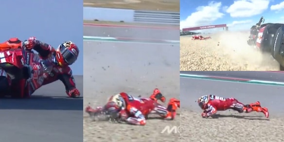 Che paura per Marc Marquez, scivola a quasi 200km/h sulla ghiaia: bandiera rossa ad Austin