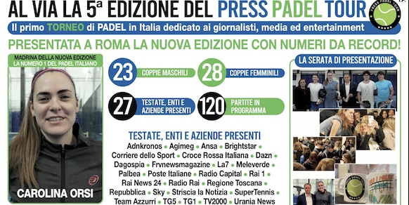 Press Padel Tour, a Roma al via la quinta edizione