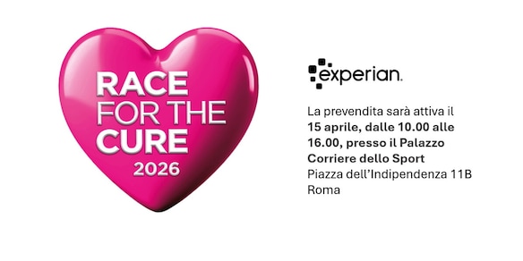 Race for the Cure 2026: al via a Roma la prevendita dei biglietti con il supporto di Experian e Corriere dello Sport