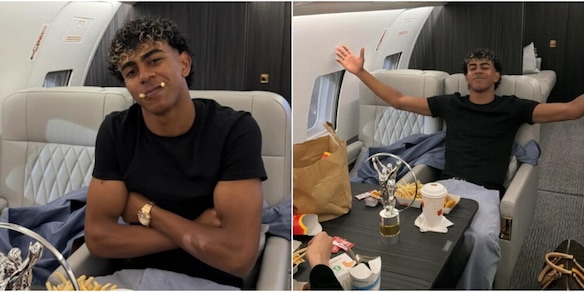 “Vi sembra professionale?”, bufera su Yamal per una foto prima dell’infortunio: in jet con cibo spazzatura