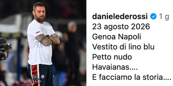 De Rossi e l'outfit promesso contro il Napoli che fa impazzire i social: "Vestito di lino e petto nudo"