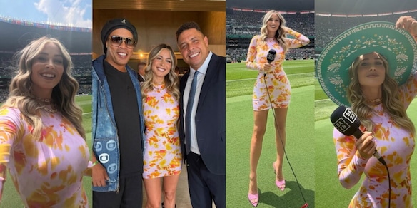 Diletta Leotta "Mondiale" tra Ronaldo e Ronaldinho: sombrero e vestitino rosa floreale per l'esordio della Coppa del Mondo
