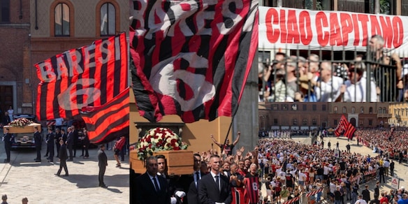 L'ultimo abbraccio vicino alla bara, i cori e gli striscioni: i tifosi del Milan salutano così Baresi