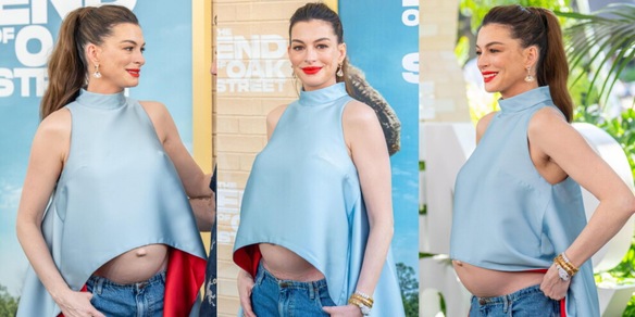 Anne Hathaway incanta e mostra il pancione alla premiere del suo nuovo film: le tenere immagini
