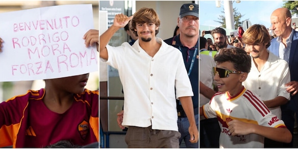 Entusiasmo, sorrisi e primi autografi in aeroporto: Mora è sbarcato Roma