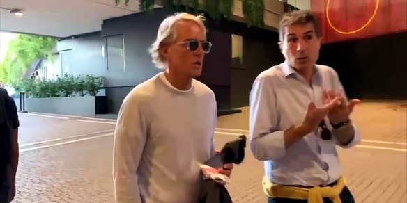 Il ct Mancini arriva all'Olimpico per Roma-Inter