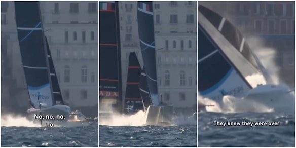 Errore pesantissimo dei francesi: la barca finisce per metà sott'acqua, la fotosequenza