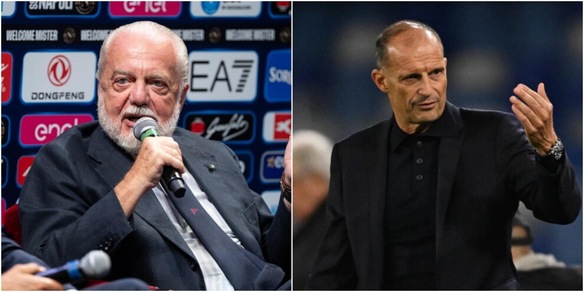 De Laurentiis elogia Allegri: "Come si può giudicare uno che ha vinto così tanto?". Poi la battuta sui tre dietro