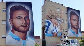 Lazio, Ciro Immobile è un'opera d'arte: spunta il murales a Ponte di Nona