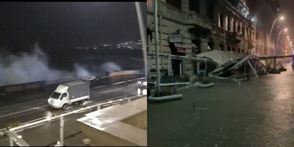 Maltempo a Napoli, le foto della mareggiata