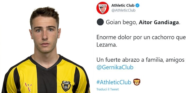 Muore Aitor Gandiaga, calciatore 23enne dell'Athletic Bilbao