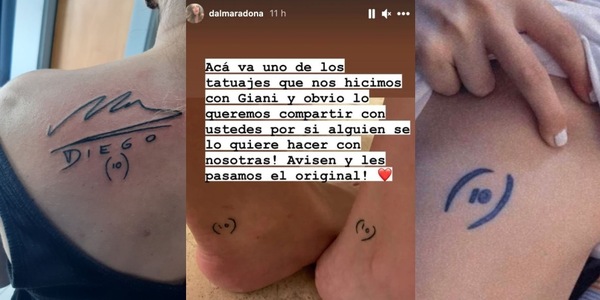 Maradona sulla pelle: spopola il tatuaggio lanciato da Dalma e Gianinna